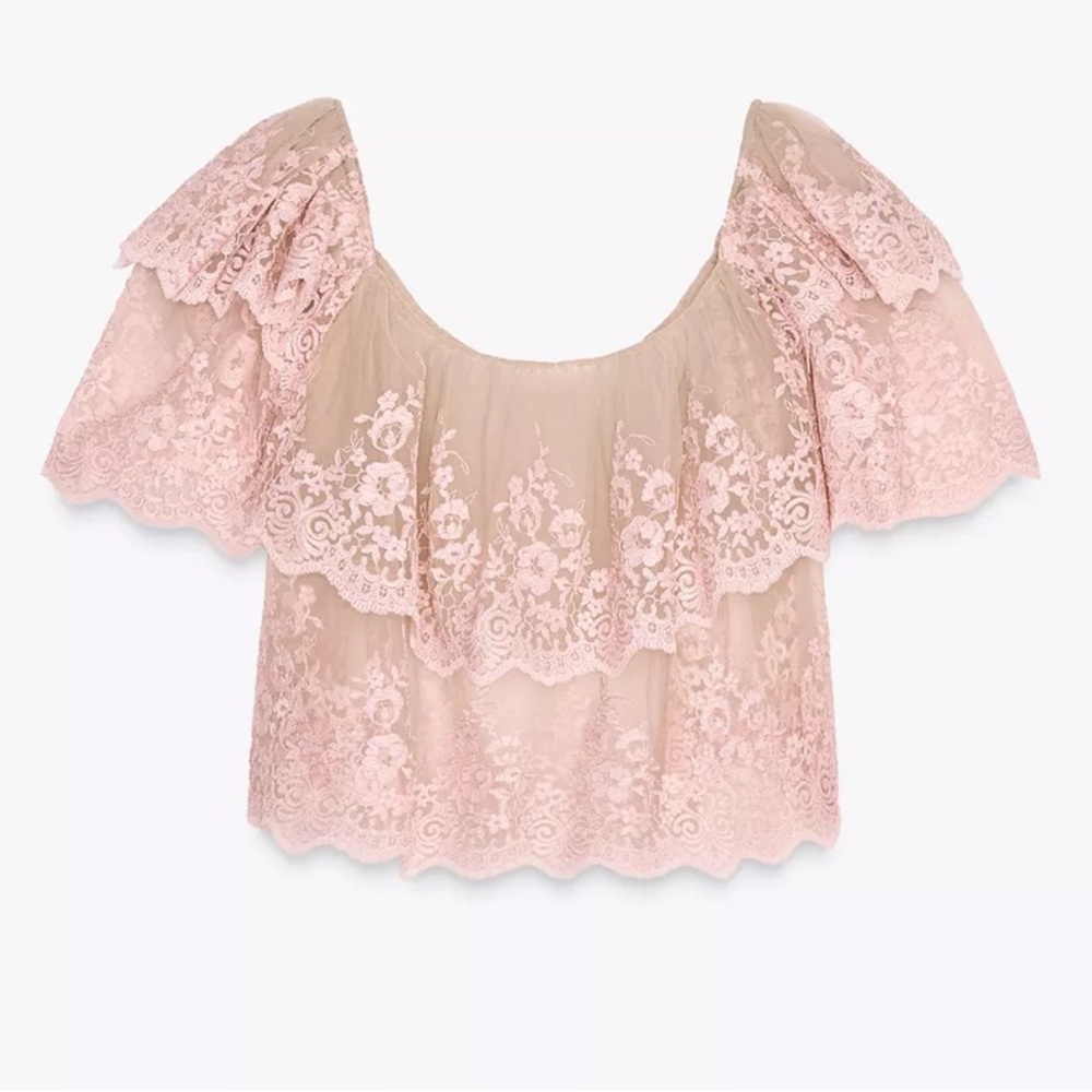 Zara Embroidered Ruffle Top - Picture 10 of 10